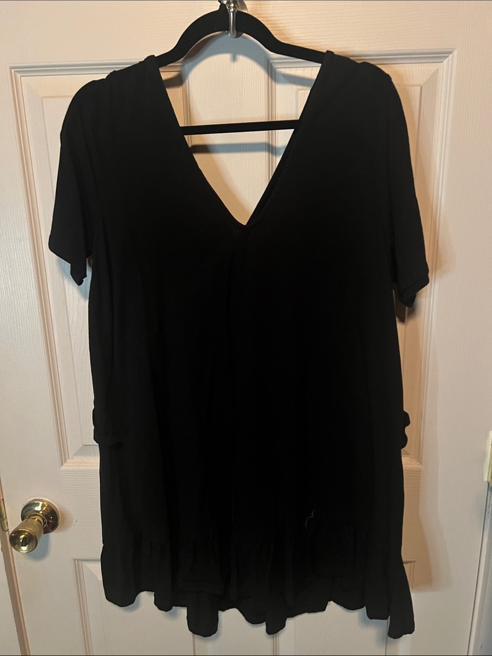 ASOS Black Ruffle V-Neck Mini Dress - Picture 2 of 2
